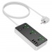 Сетевой удлинитель Hoco AC7A, 1.5м, EU/UK/US + (1C3A), 2500W/USB 17W, черный#2034888