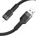 Кабель USB - Apple lightning Hoco U110 (повр. уп.) 120см 2,4A  (black) (235482)#2035707