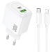 СЗУ с выходом USB Hoco CS55A (PD30W/QC/1USB C/1USB/кабель Type-C - Lightning) белое#2058789