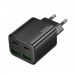 Адаптер Сетевой с кабелем Hoco N55 2Type-C/2USB 3A/20W (Lightning/Type-C) (black) (236341)#2063396