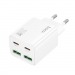 Адаптер Сетевой с кабелем Hoco N55 2Type-C/2USB 3A/20W (Lightning/Type-C) (white) (236342)#2063395