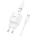 Адаптер Сетевой с кабелем Hoco C145A Charm USB 3A/18W (USB/Type-C) (white) (236008)#2074619