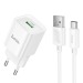 Адаптер Сетевой с кабелем Hoco C145A Charm USB 3A/18W (USB/Type-C) (white) (236008)#2074620