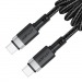 Кабель Type-C - Type-C Acefast C14-03 (3A, 60W, PD, пружинный, оплетка нейлон, 1.2 м) Черный#2136773