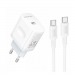 Адаптер сетевой BOROFONE BA99A PD20W + кабель Type-C/Type-C, цвет белый#2088694