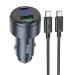 Адаптер Автомобильный с кабелем Hoco Z57B Glorious 63W PD45W+QC3.0 (Type-C/Type-C) (metal gr(236204)#2096112