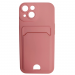 Чехол силиконовый iPhone 15 матовый цветной с визитницей розовый#2092211