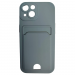 Чехол силиконовый iPhone 15 матовый цветной с визитницей серый#2092210