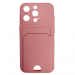 Чехол силиконовый iPhone 15 Pro матовый цветной с визитницей розовый#2092208