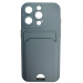 Чехол силиконовый iPhone 15 Pro матовый цветной с визитницей серый#2092206