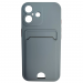 Чехол силиконовый iPhone 16 матовый цветной с визитницей серый#2092225