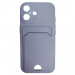 Чехол силиконовый iPhone 16 матовый цветной с визитницей сиреневый#2092224