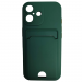 Чехол силиконовый iPhone 16 матовый цветной с визитницей темно-зеленый#2092222