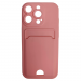 Чехол силиконовый iPhone 16 Pro матовый цветной с визитницей розовый#2092219