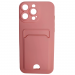 Чехол силиконовый iPhone 16 Pro Max матовый цветной с визитницей розовый#2092214
