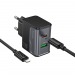 Сетевое зарядное устройство USB/Type-C Hoco CS73A (30W, QC3.0, PD, 2 порта, кабель Type-C-Lightning) Черный#2097343