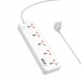 Сетевой удлинитель Hoco AC14A, 1.5м, EU + (1C3A), 2500W/PD30W, белый#2094686