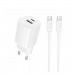 Сетевой адаптер питания BOROFONE BA104A PD 20W + Q.C3.0 + кабель Type-C - Type-C (белый)#2104570