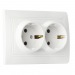 Розетка SMARTBUY скрытая установка, 2-местная с заземлением 16А белая "Венера" (SBE-01w-16-S2-Z) (1/10)#2123108