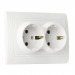 Розетка SMARTBUY скрытая установка, 2-местная с заземлением 16А белая, керамика "Венера" (SBE-01w-16-S2-Z-c) (1/10)#2123115