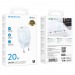 Блок питания сетевой 1 Type-C Borofone BA92A Lustrous, пластик, PD20Вт, QC3.0, цвет: синий (1/30/120)#2119759