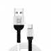USB кабель F167 TypeC, white, 1м, 2.4А, ткань, пакет#2111444