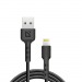 USB кабель F181 Lightning, black, 1м, 2.4А, нейлон, пакет#2111445