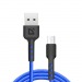 USB кабель F181 Micro, blue, 1м, 2.4А, нейлон, пакет#2111451