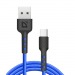 USB кабель F181 TypeC, blue, 1м,2.4А, нейлон, пакет#2111454