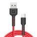 USB кабель F181 TypeC, red, 1м,2.4А, нейлон, пакет#2126333