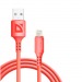 USB кабель F207 Lightning, red, 1м, 2.4А,силикон,пакет#2111415