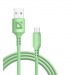 USB кабель F207 Micro, green, 1м,2.4А,силикон, пакет#2111404