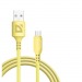 USB кабель F207 Micro, yellow, 1м,2.4А,силикон, пакет#2111399