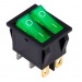 Выключатель клавишный  двойной 250V 16А (6с) ON-OFF зеленый с подсветкой (SBE-16-S33g-rp)#2116375