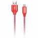 Дата-кабель Smartbuy MicroUSB кабель в нейлон. оплетке Socks, 1 м., <2А, красн.(iK-12NS red)#2111947