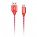 Дата-кабель Smartbuy Type C кабель в нейлон. оплетке Socks, 1 м., <2А, красный (iK-3112NS red)/100#2111952