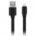 Дата-кабель Smartbuy USB - 8-pin для Apple, плоский, резин, длина 3.0 м, до 2А, черный (iK-530r-2)#2112320