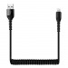 Дата-кабель Smartbuy USB - 8-pin для Apple, спиральный, длина 1,0 м, черный (iK-512sp black)/500#2112165