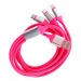 Дата-кабель Smartbuy USB - 3 в 1 Micro+C+8pin, резин, толст. 1.2 м, до 3А яд.роз(iK-312QBOMB nrose)#2112286