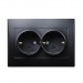 Розетка двойная с заземлением 16A черная "Вега" (SBE-08b-16-S2-Z)#2113987