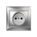 Розетка 1-местная без заземления 10А серебро, "Венера" (SBE-01s-10-S1-N-c)#2114009