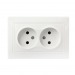 Розетка двойная одноместная без заземления 10А белая, керамика "Венера" (SBE-01w-10-S2-N-c)#2114016