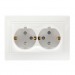 Розетка двойная одноместная с заземлением 16А белая с защ. штор. "Венера" (SBE-01w-16-S2-1Z-c)#2114017