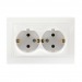 Розетка двойная одноместная с заземлением 16А белая, керамика "Венера" (SBE-01w-16-S2-Z-c)#2114018