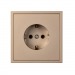 Розетка 1-местная с заземлением 16А шампань "Капелла" (SBE-09c-16-S1-Z)#2113746