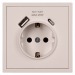 Розетка 1-местная с заземлением USB+Type 16А бежевая "Капелла" (SBE-09i-16-S1-USB)#2123131
