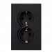 Розетка двойная с заземлением 16А черная "Капелла" (SBE-09b-16-S2-Z)#2113278