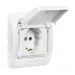Розетка 1-местная с заземлением и крышкой 16А белая, керамика "Марс" (SBE-02w-16-S1-ZK-c)#2113316