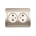 Розетка двойная одноместная без заземления 10А шампань, "Марс" (SBE-02c-10-S2-N-c)#2113319