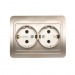 Розетка двойная одноместная с заземлением 16А шампань, "Марс" (SBE-02c-16-S2-Z-c)#2113322